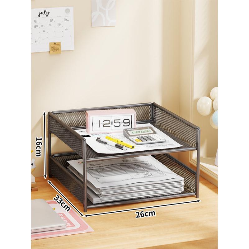 Desktop File Organizer Multi-Layer Storage Rack for Office Supplies and Books
