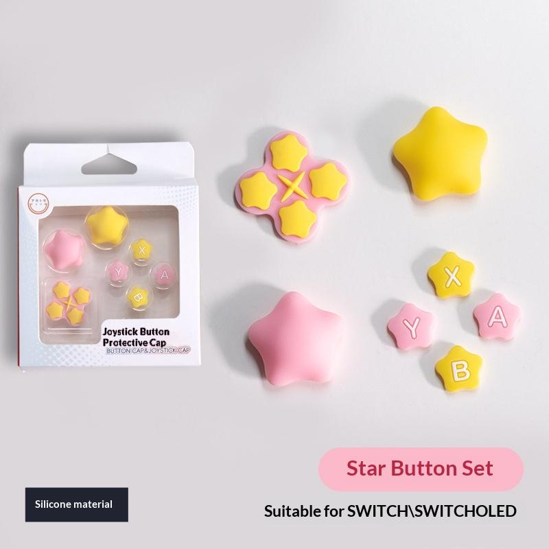 1 Set Anti-Slip Thumb Stick Caps + D-Pad Cover For Ns2 Accessories Cute Heart Shape Silicone Button Covers For Switch 2 Joycons