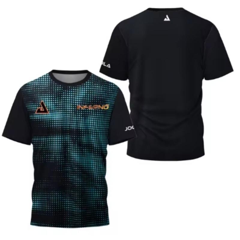 Men's T-shirt Summer Fashion Table Tennis Flower Printed Short Sleeved Badminton Tennis Quick Drying Short Sleeved Men'