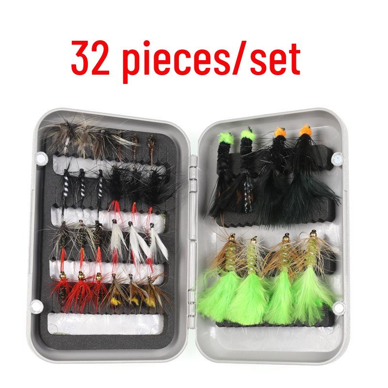 Double-Layer Waterproof Box with 24/32/72-Piece Artificial Fly Fishing Lure Set