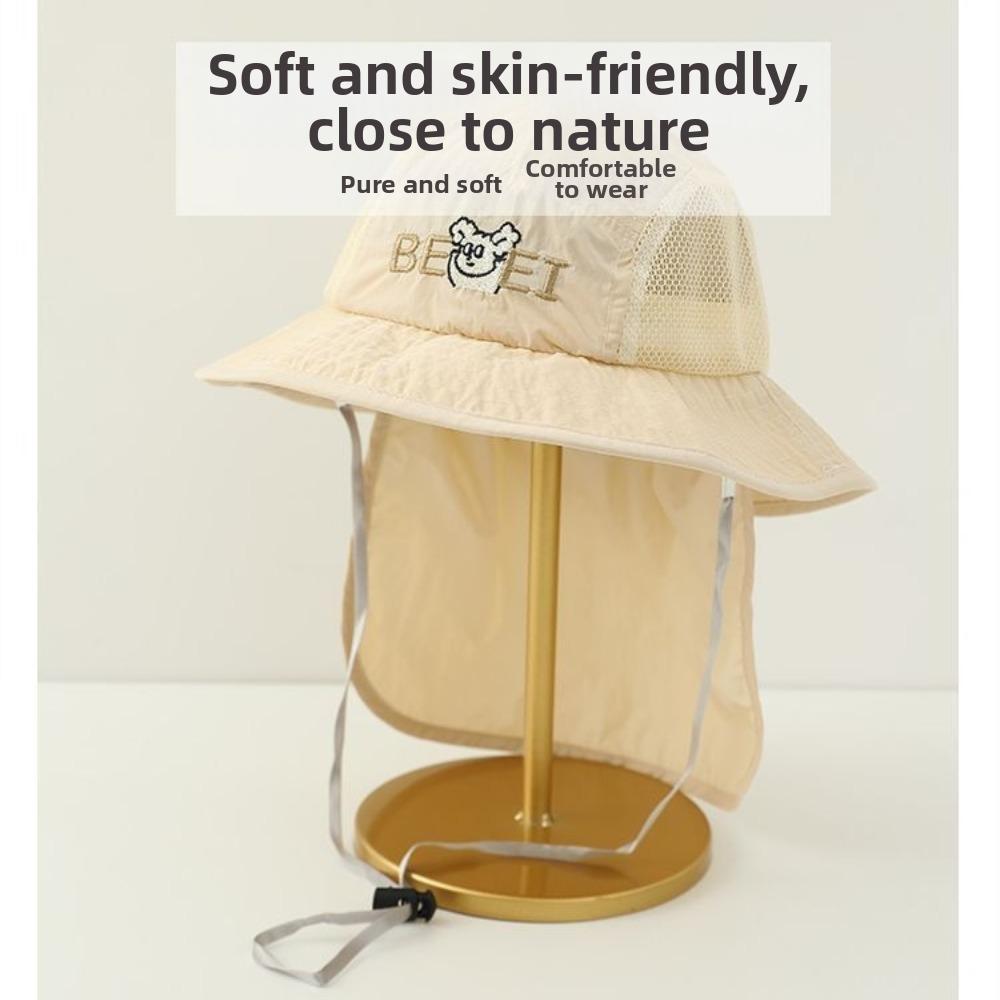 Quick Drying Babies Bucket Hat Cartoon Bear Children Mesh Cap New Sun Protection Cap  Daily Wear