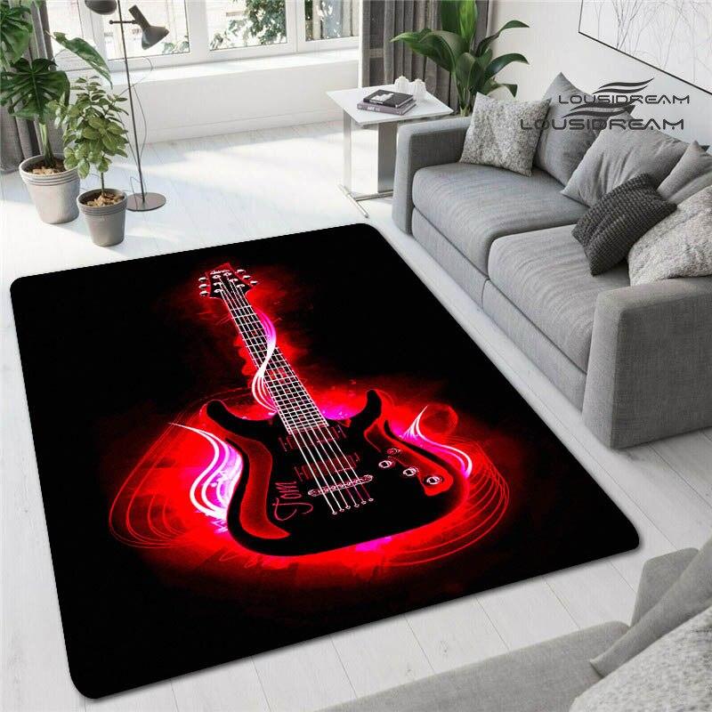 Tappetini stampati in 3D con chitarra colorata per soggiorno, tappeti antiscivolo, camera da letto, comodino, decorazione moderna per la casa, tappetini lavabili
