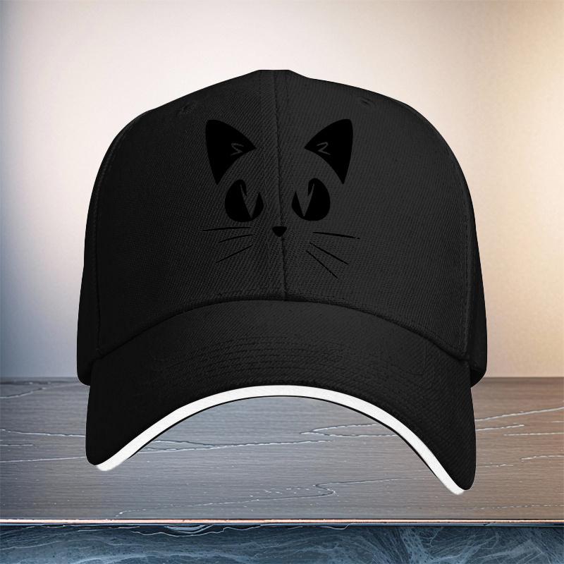 Cute Cat Face Baseball Cap Polyester Adjustable Outdoor Sports Hat Unisex