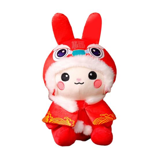 

Очаровательная праздничная декоративная мягкая новогодняя игрушка 2023 года в виде кролика в костюме Тан для детей, плюшевый кролик 1 S красный