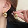 S Silver Needle Design Sense Multi-layer Metal Ring Stud Earrings Femininity New Light Luxury Versatile Earrings Hong Kong Style Earrings