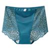 Plus Size Women Sexy Hollow Lace Without Mark Ice Silk High Waist Triangle Briefs