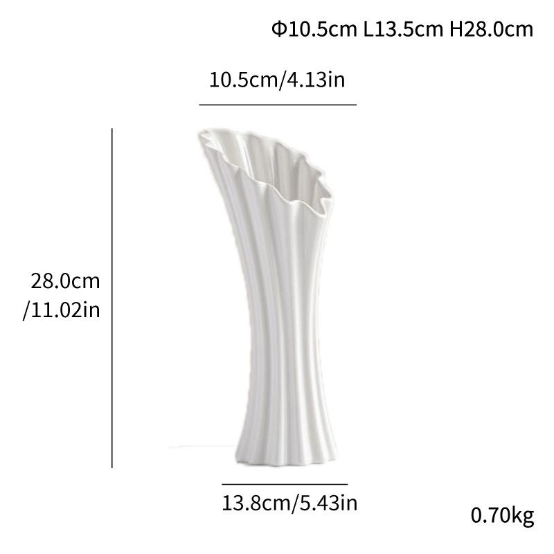 Special-Shaped Striped Ceramic Vase, Simple Flower Insert, High-End Sense, Versatile Home Soft Decoration, Light Luxury Creative Ornament