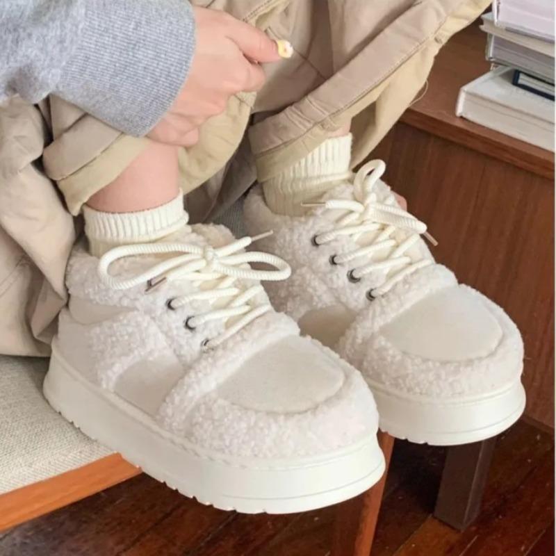 Winter Women's Platform Cotton Shoes Fashion Women Suede Fur Warm Thick Sole Casual Shoes Trend Student Snow Boots Zapatos Mujer