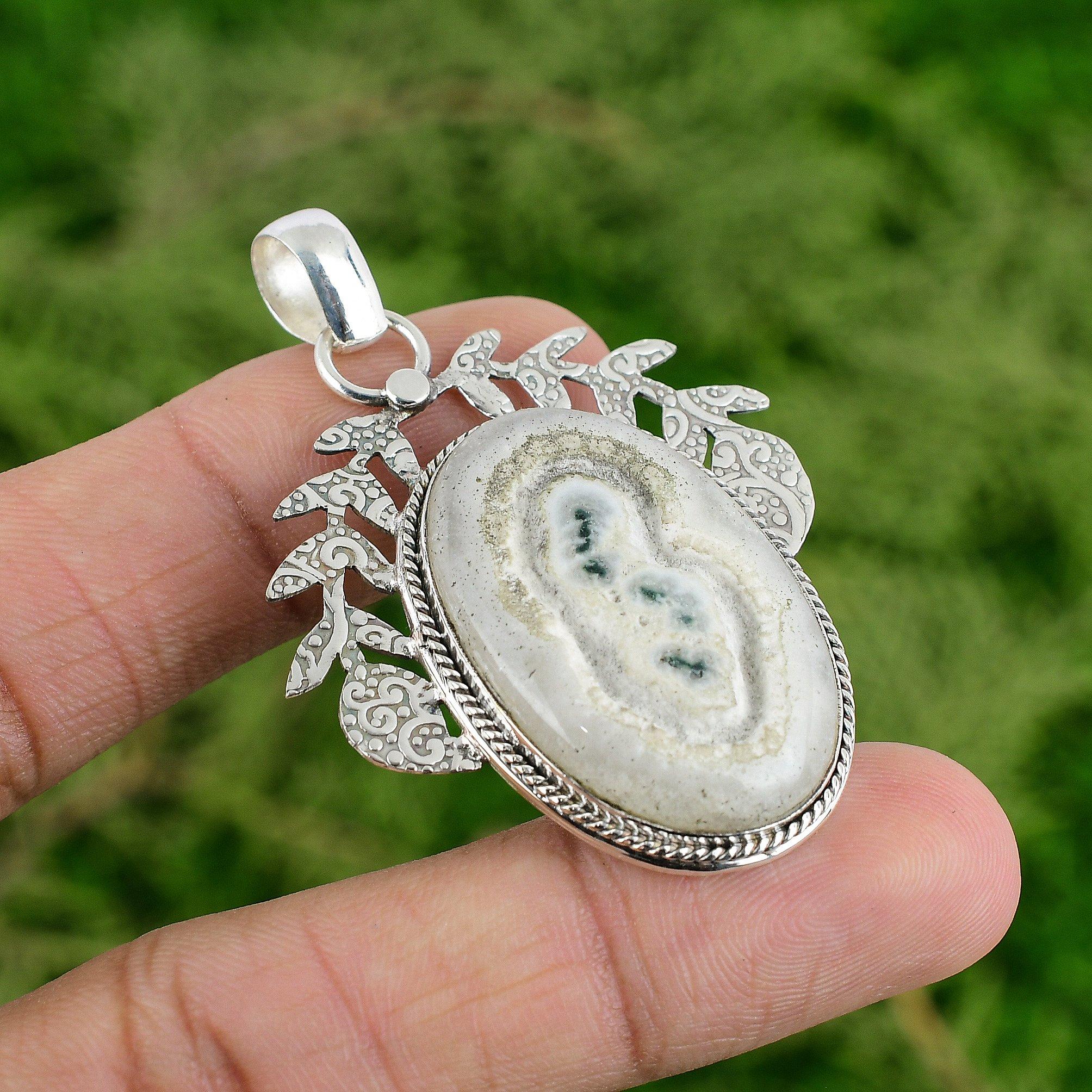 

Daughters Day Deal 925 Sterling Silver Natural Solar Moss Opal Pendant Jewelry