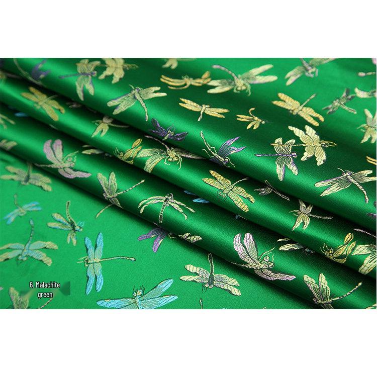 High-Density Nylon Dragonfly Jacquard Cheongsam Fabric - Chinese Silk Satin Hanfu for Children's Brocade