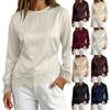 Women's Long Sleeve Color Lace Trim Irregular Hem Layering Top