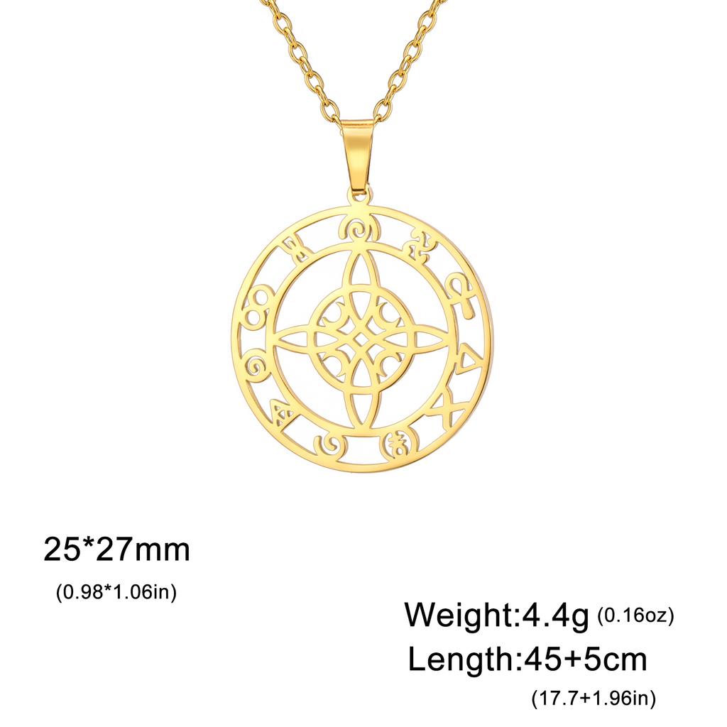 Moon Witch Knot Pendant Necklace for Women Men Stainless Steel Retro Hip Hop Jewelry Geometry Wedding Gift