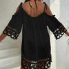 Sexy Lace Crochet Backless Mini Dress Summer Beach Vacation Lady Garment Above Knee Length Sunscreen