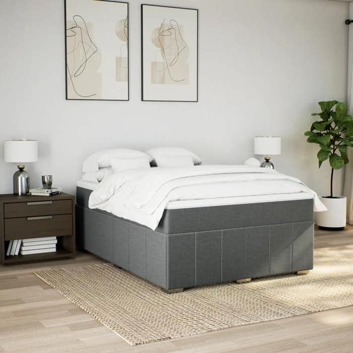 VidaXL Sommier à lattes de lit avec matelas Gris foncé 140x190cm Tissu 3285471