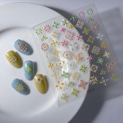 3D Bohemian Light Luxury Transparent Nail Art Stickers 2023