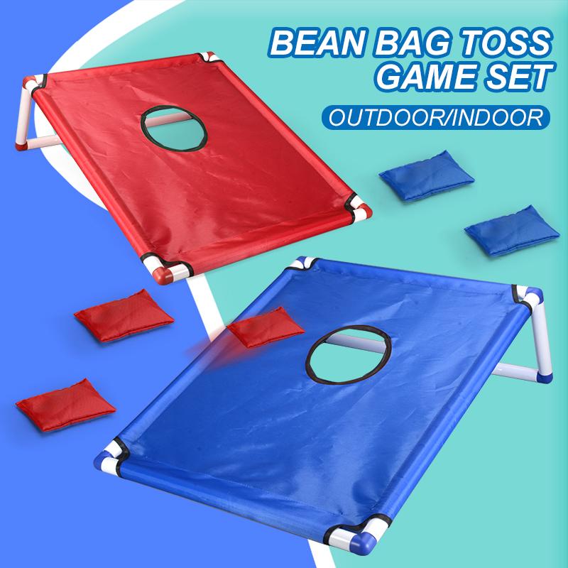 Bean Bags Toss Game Set Kids Toys Portable Cornhole Set with 1 Cornhole Game Board and 6 Bean Bags Yard Toss For Children's Gift