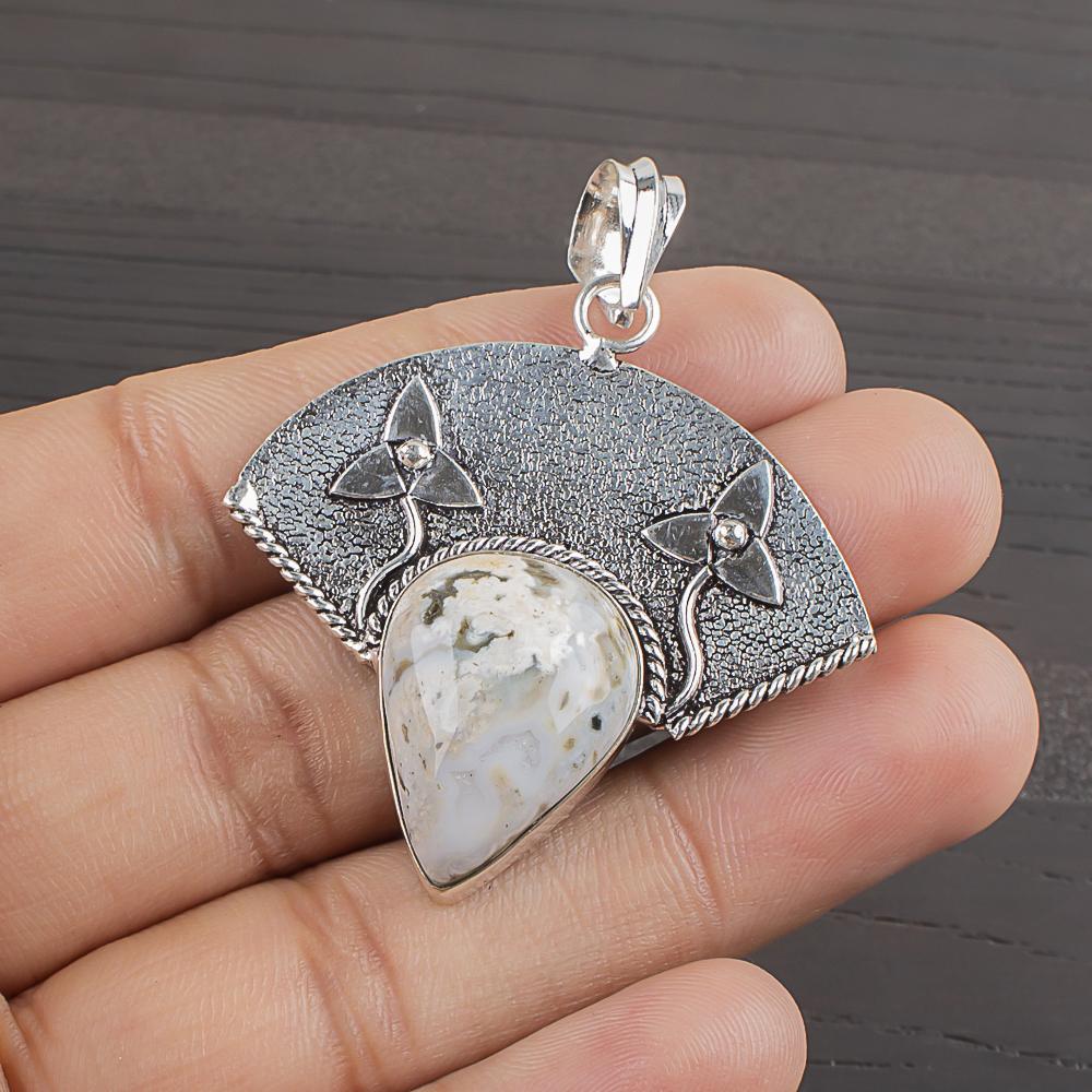 

Natural Polychrome Jasper Gemstone 925 Sterling Silver Jewelry Pendant 1.74 AJP-2009