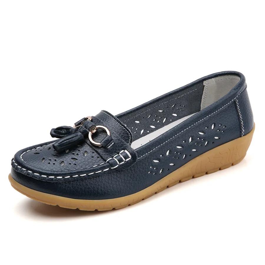 2025 Casual flat women's lightweight soft genuine leather shoes, anti-slip summer breathable loafers womens shoes tenis de moda