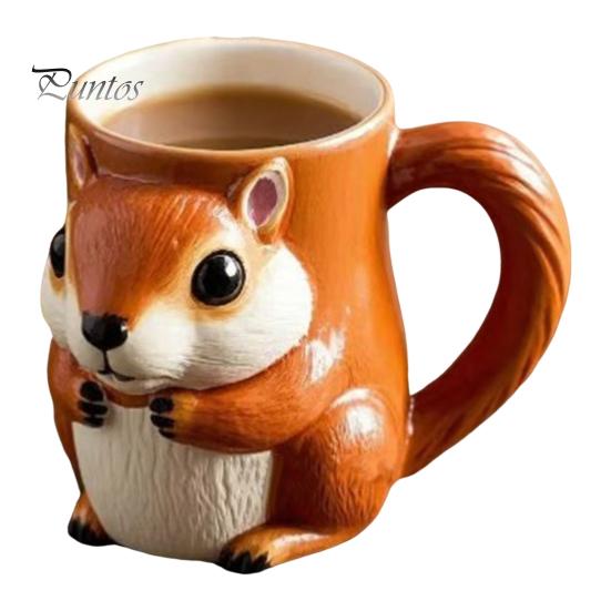 Squirrel Coffee Cup 3D Cute Fox Tea Mug Creative Animal-themed Cup Handmade Creative Birthday Gift for Friends Kids