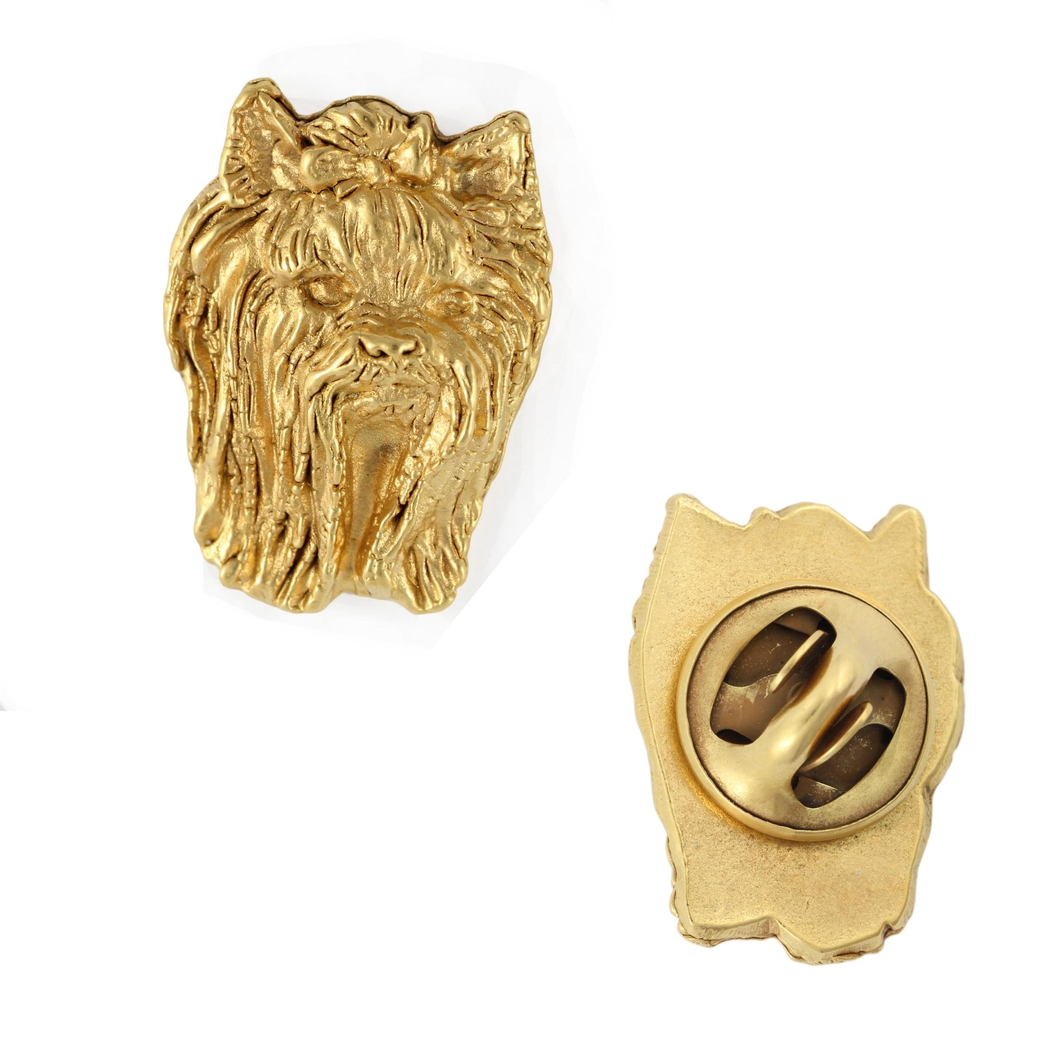 

Yorkshire Terrier, Yorkie I - gold-plated pin brooch, elegant dog ornament, unique pin by Art-Dog brand