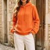 Damenmode Lockerer Pullover mit Kapuze und Zopfmuster
