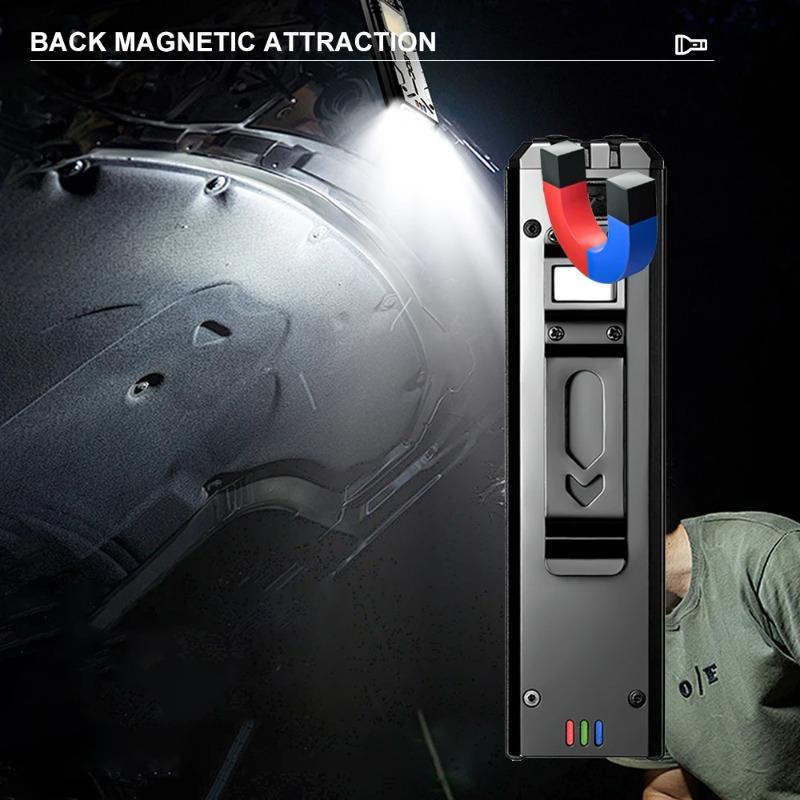 Super Bright Flashlight USB Rechargeable LED+COB Floodlight Magnetic Back Clip Portable Workamp LED Flashlight