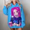 Modne Damskie Bluzy KPop Łowcy Demonów Nadruk 3D Okrągły Dekolt Pulower Casualowa Bluza Outdoor Dziecięca Koszulka Top Odzież