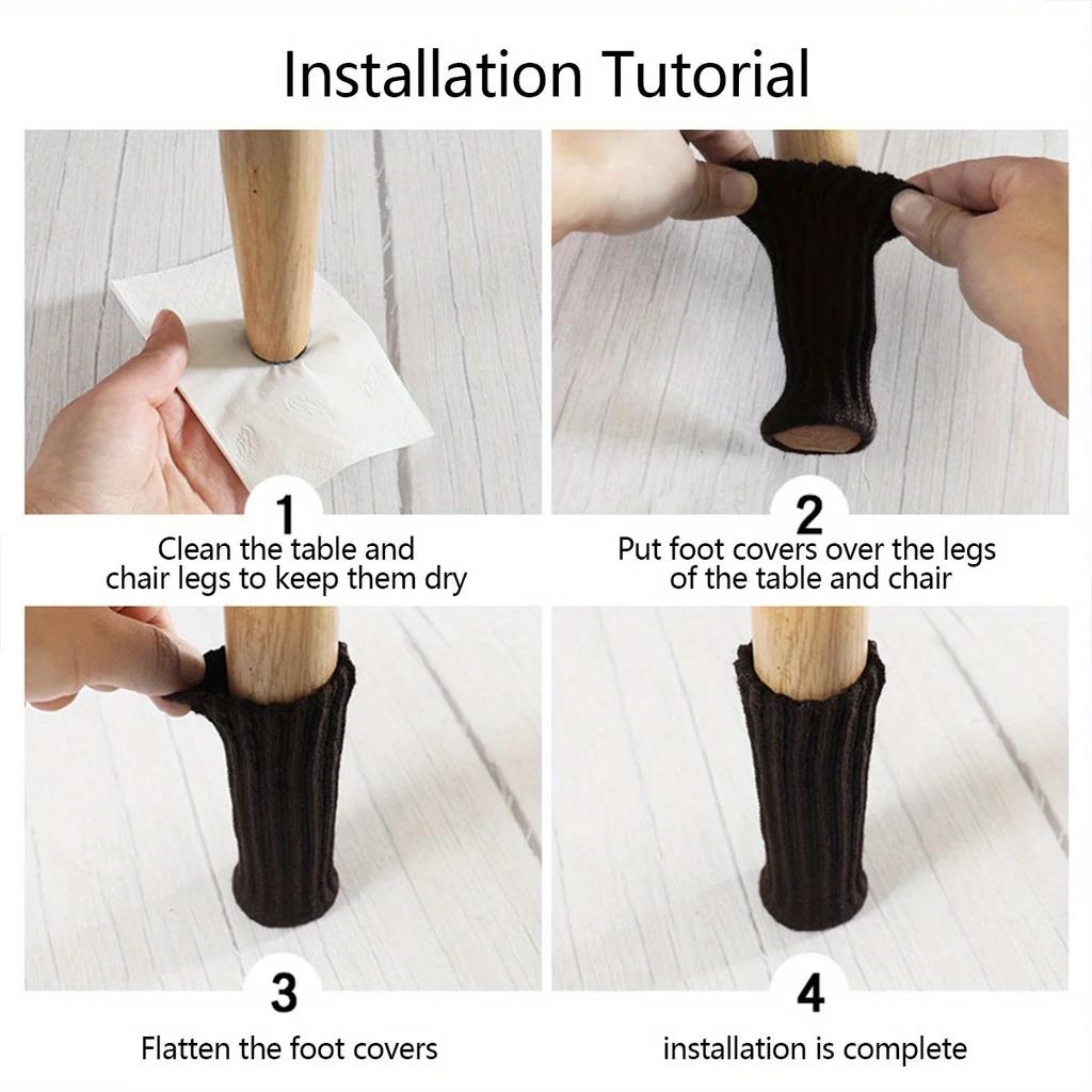 4pcs-Table, chair, leg socks, floor protection cover, anti slip chair leg socks, furniture cap set, knitted furniture mat