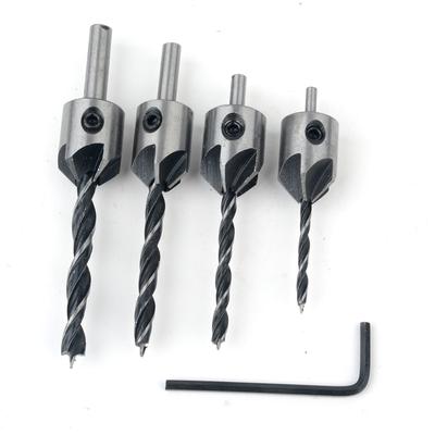 4 Stück HSS 5 Flöten Senker Bohrer Set Schraube Holzbearbeitung Fasenwerkzeug 3–6 mm 