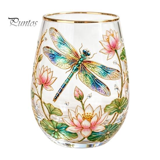 Blumenmuster Glasbecher Morgen-Teetasse, Kolibri-Blumenbecher mit Goldrand, Natur-Motiv Glasware für Kaffee Saft Wein Heiß Kalt