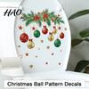 Festive Toilet Decoration Christmas Ball Sticker, Removable Bathroom Wall Decal, Waterproof PVC Decals Lid Decal for Holiday Party
