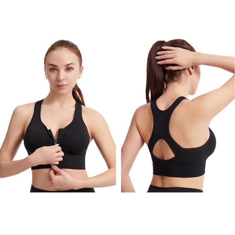Shockproof Zipper High Impact Support Sports Bra for Women Plus Size Workout Running Yoga Bodybuilding Top