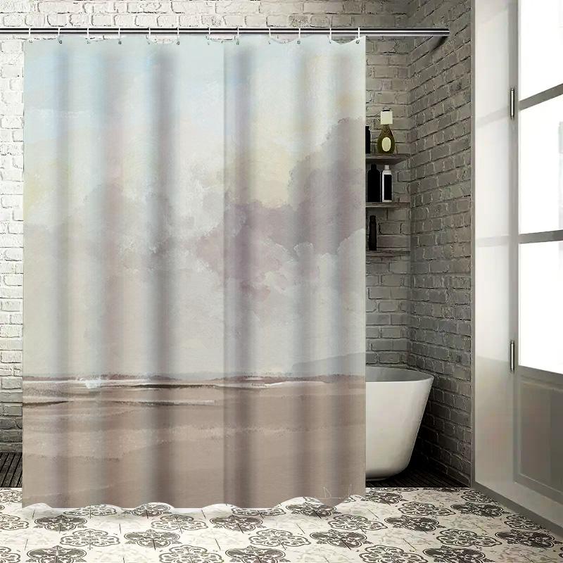 

Beach Clouds Shower Curtain Waterproof Bath Rug Decorative Bathroom Linen W60H190(CM)-1 Pcs