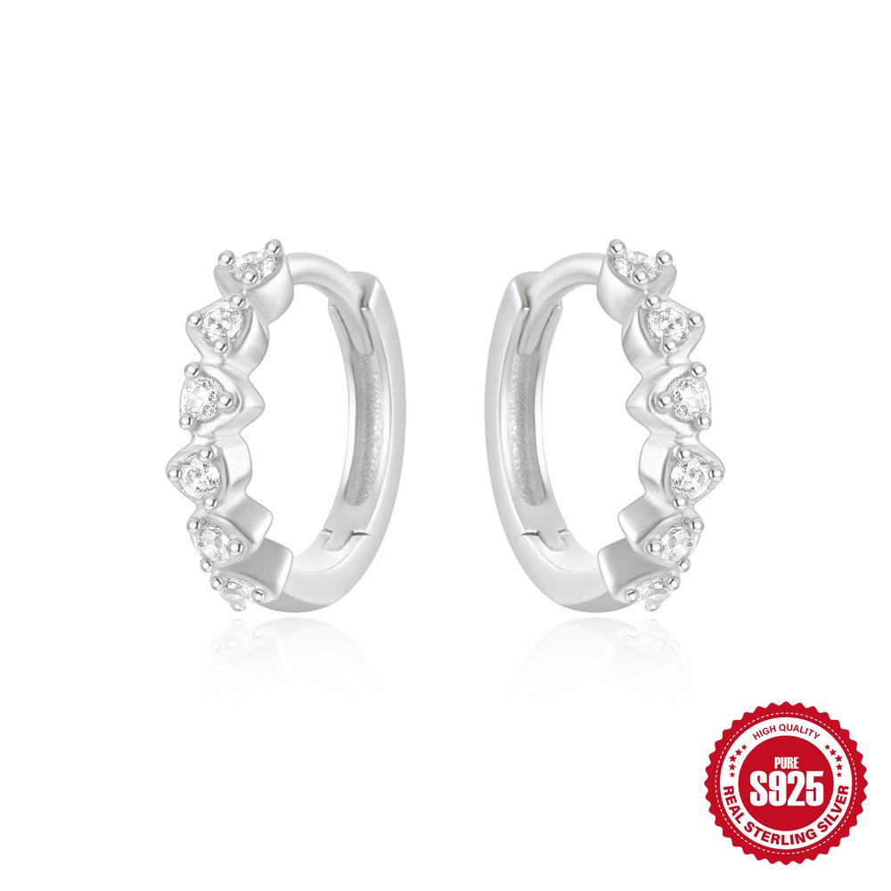 Stylish And Simple S925 Sterling Silver Daily With Classic Diamond-Encrusted Light Luxury Cold Earrings Earrings Earrings