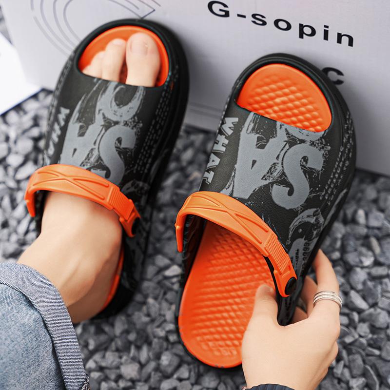 Fashion Summer Men Sandals Thick Soled Outdoor Anti Slip Shoes Soft EVA Dry Wedge Platform Garden Shoes Beach Sandals Home Slippers Men