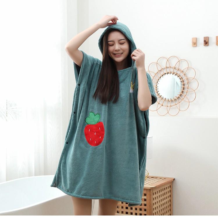 Quick-Dry Coral Fleece Hooded Cloak Bathrobe for Adults and Kids