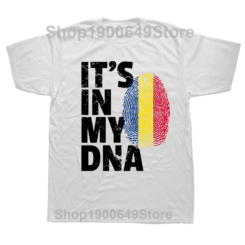 Funny ITS IN MY DNA Romanian Romania Flag T Shirts Graphic Cotton Streetwear Short Sleeve Birthday Gifts Summer Style Tshirt