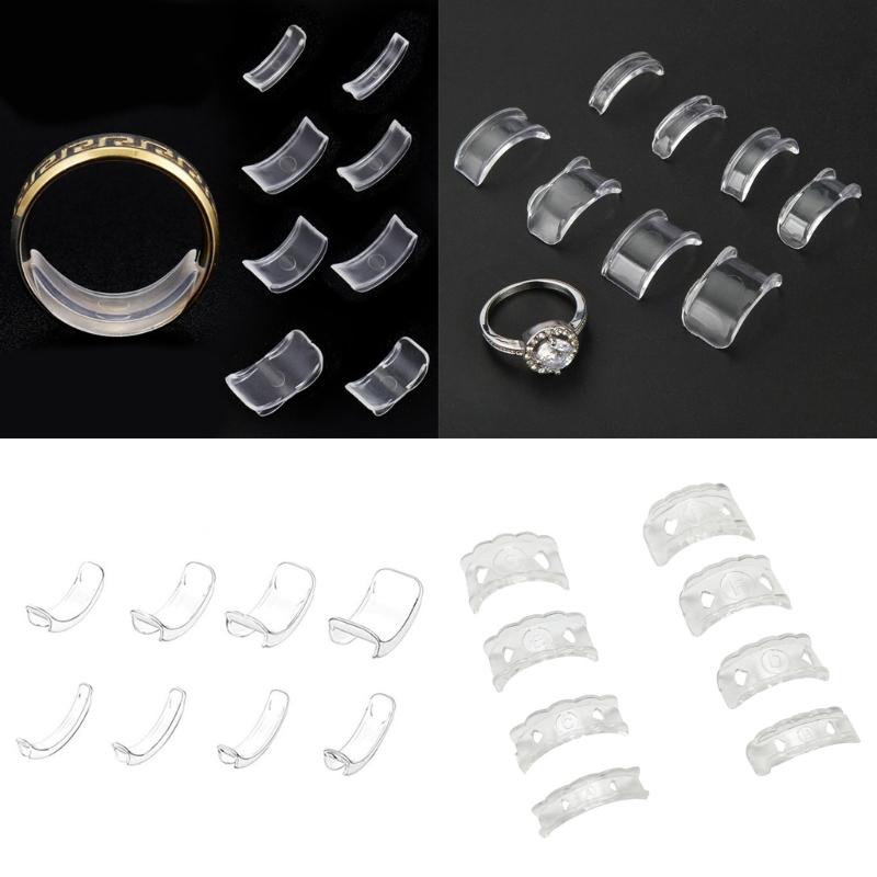 8pcs Clear Ring Size Adjusters For Loose Rings Invisible Spirals Design Silicone Resizer Guard Ring Adjuster Inserts