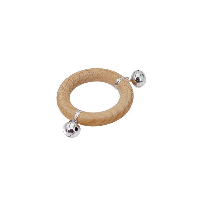 Beech Handbell Infants Baby Toy Solid Wood Unpainted Wooden Ring Soothing Funny Exercise