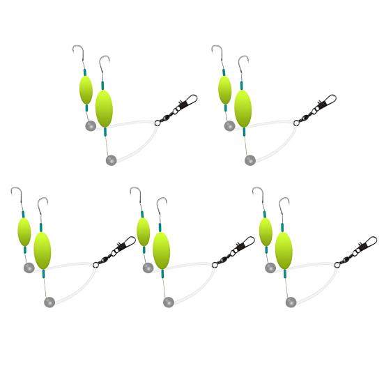 5Pcs Double Reverse Hooks Fishing Rig Smooth Casting Anti-Tangle Snag Resistant Split Hook Rig Freshwater Saltwater Jigging Fishing Accessories