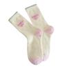 Women's Striped Mid-calf Socks for Autumn and Winter, with Added Fleece and Thickening, Warm, Cute and Sweet Fleece Floor Socks