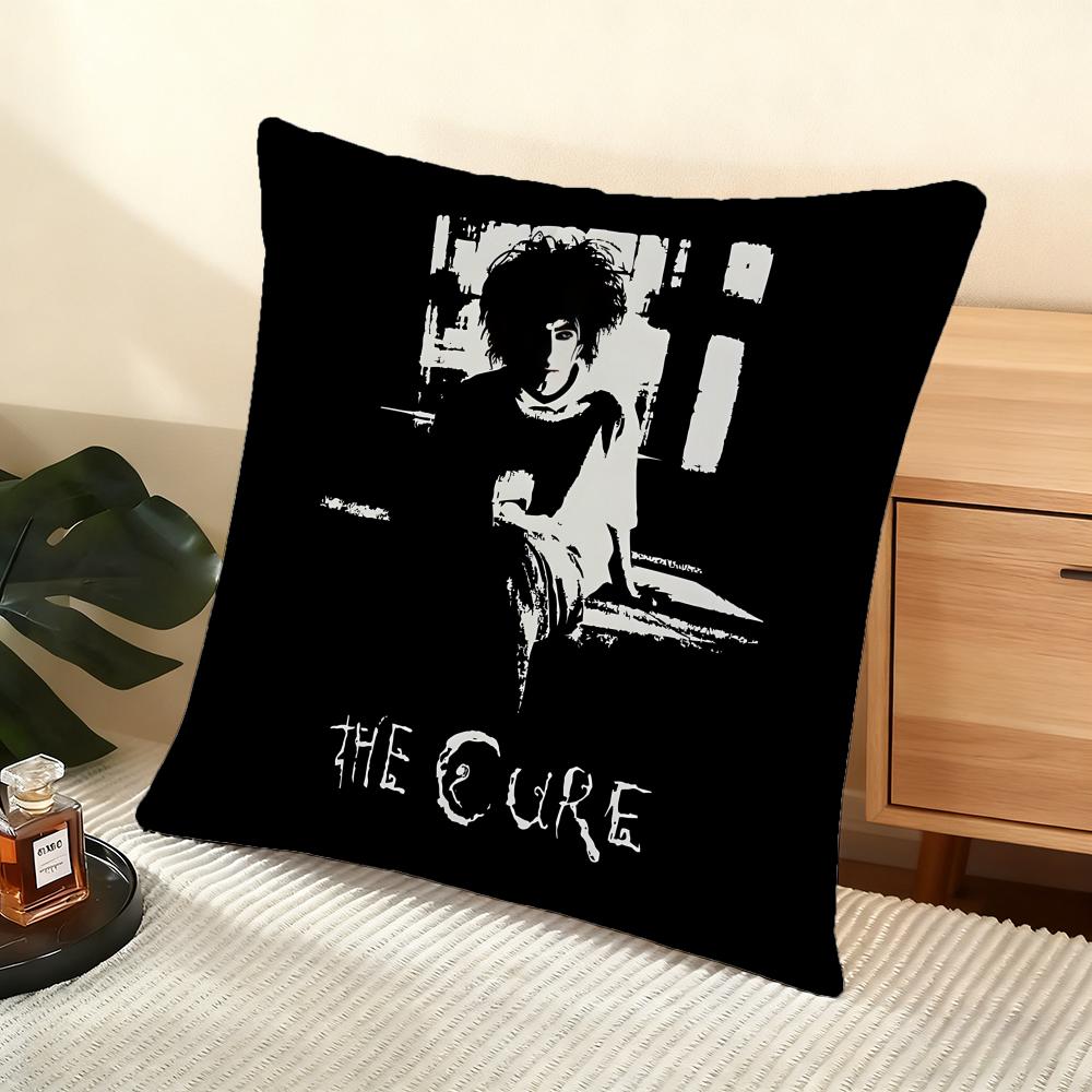 Vintage The C-Cure Rock Band Cushion Cover Soft Short Plush Pillow Cover Smooth Cozy Texture Aesthetic Cushion Case Home Decor