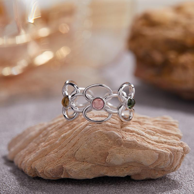 Blogger Flower God Design Niche S925 Sterling Silver Hollow Flower Ring Does Not Fade Advanced Sense Index Finger Ring Female