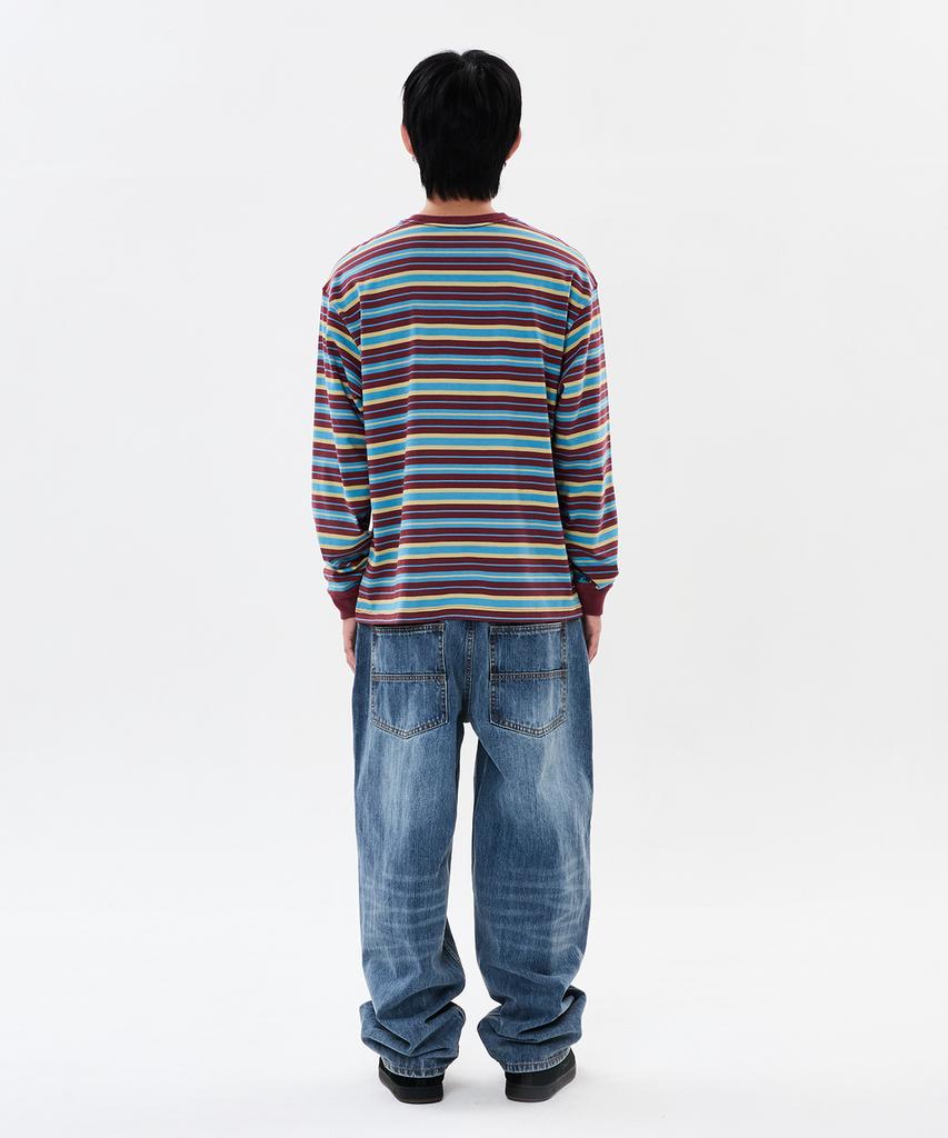 WKNDRS Multi Stripe Ls T-Shirt (Burgundy)