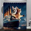 Kreuzfahrtschiff Katze Duschvorhang Waschbar Schmutzabweisend Duschkopf Wasserdicht Polyester Badezimmervorhang Für Heimdekoration