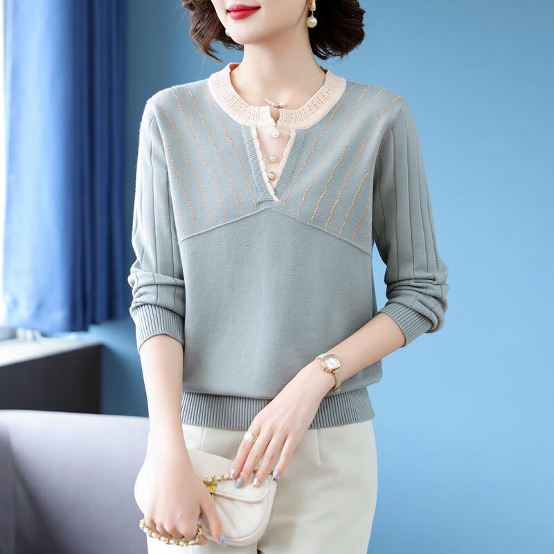 Mid-Aged Women's Round Neck Knit Sweater