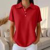 Spring Summer New Solid Color Waffle Loose Short Sleeve Fashion Polo Top Casual Tee for Women