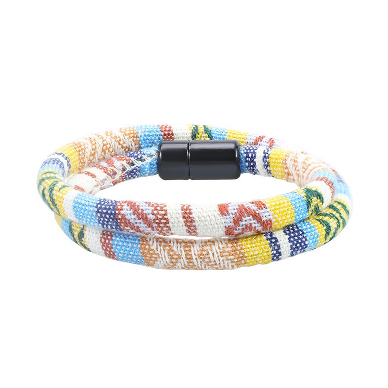 Bohemian Cotton-Linen Double-Layer Magnetic Bracelet in Nepalese Style