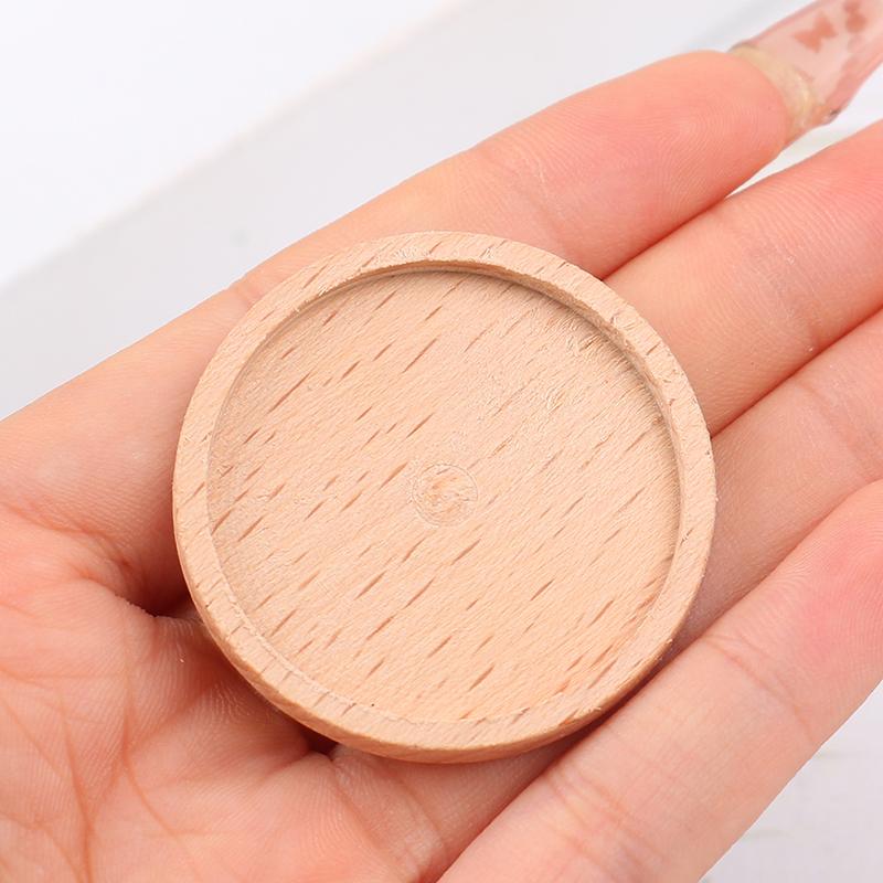 1Pcs 1:12 Dollhouse Wooden Miniature Round Tray Model Furniture Diy Accessories