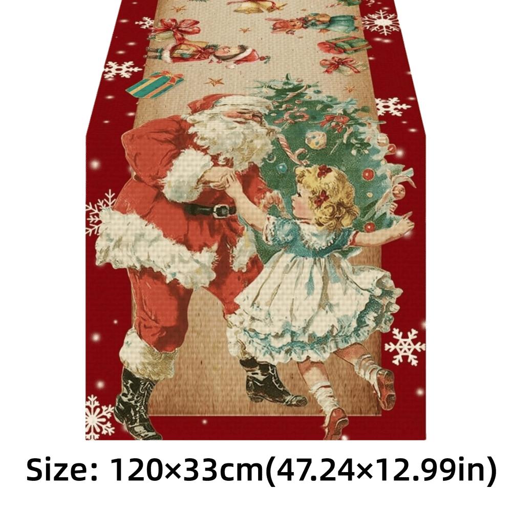 New Year Christmas Table Runner Santa Claus Xmas Bells Christmas Tablecloth Flag Cover Navidad Gift Merry Christmas Decorations